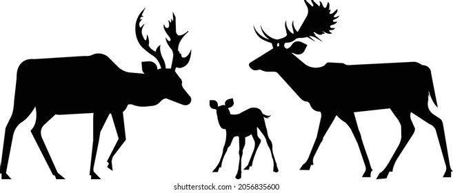 Reindeer silhouette vector art and illustration