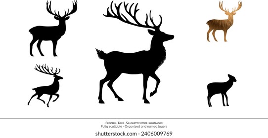 Reindeer Silhouette - Reindeer vector illustraion. white background