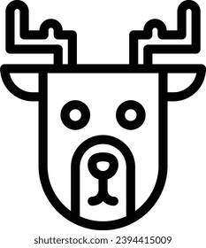 reindeer single vector line icon