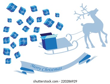 reindeer with sledge and gifts