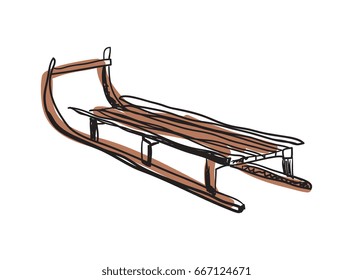 Reindeer sledge hand drawn icon isolated on white background vector illustration. Northern ethnic culture element vector illustration.