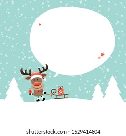 Cute Snowman Sled Snowy Forest Christmas Stock Vector (Royalty Free ...