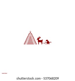 reindeer and sleigh, icon