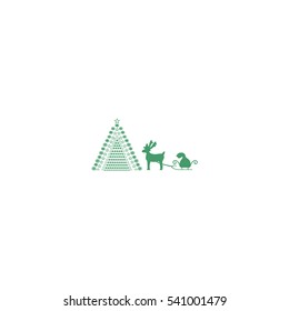 reindeer and sleigh, icon