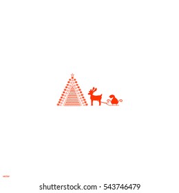 reindeer and sleigh, icon