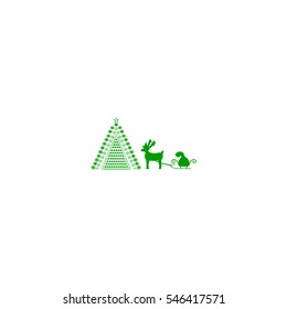 reindeer and sleigh, icon