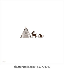 reindeer and sleigh, icon