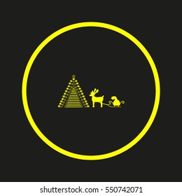 reindeer and sleigh, icon