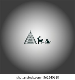 reindeer and sleigh, icon