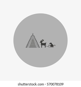 reindeer and sleigh, icon