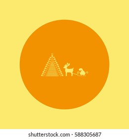 reindeer and sleigh, icon