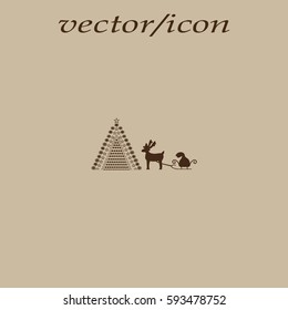 reindeer and sleigh, icon