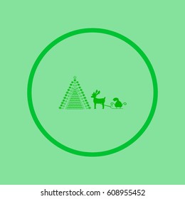 reindeer and sleigh, icon