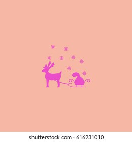 reindeer and sleigh, icon