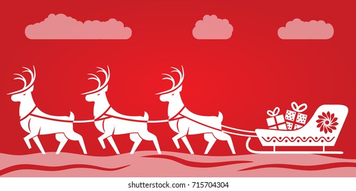Reindeer and Sleigh. Vector illustration