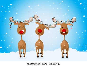 Reindeer in the snow