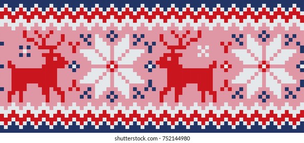 Reindeer and snow crystal pattern, sweater pattern, winter image, Christmas pattern, vector data
