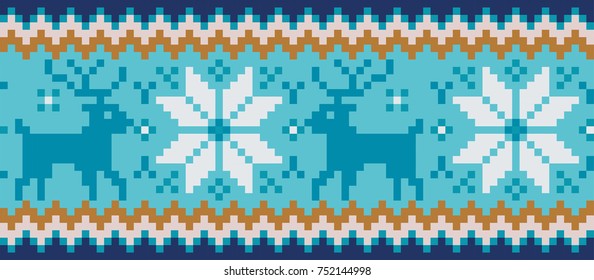 Reindeer and snow crystal pattern, sweater pattern, winter image, Christmas pattern, vector data
