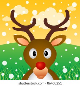 Reindeer and snow in the forest