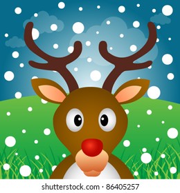 Reindeer and snow in the forest