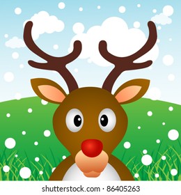 Reindeer and snow in the forest