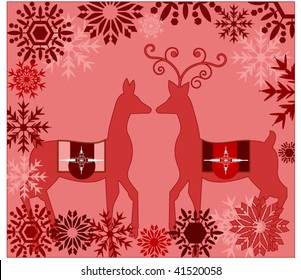 reindeer with snowflake frame - decorative shape on saddle