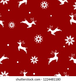 Reindeer with snowflakes, Merry Christmas, seamless pattern elegant, winter holiday, happy new year, texture background wallpaper vector illustration
