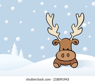 Reindeer and snowy background.