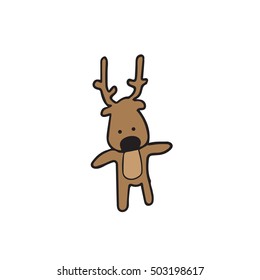 Reindeer standing alone cartoon drawing