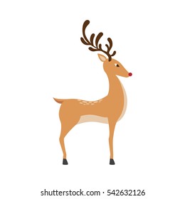 Cartoon Vector Illustration Handsome Reindeer Stag Stock Vector ...