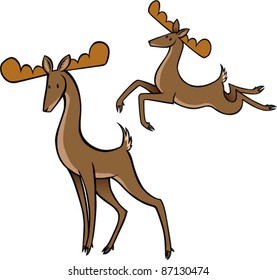 reindeer standing and jumping
