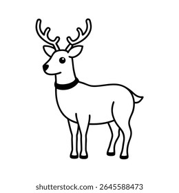 a reindeer standing proudly with antlers and bell
