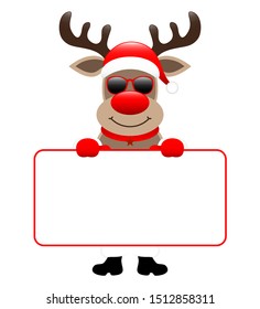 Reindeer Sunglasses Holding Horizontal White Label