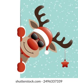 Reindeer Sunglasses With Star Banner Right Snow Turquoise Dark Red