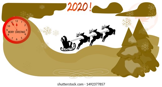 Reindeer team Christmas background design. New year.Vector modern illustration.
