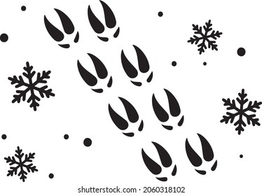 Reindeer Track. Footprint Floor. Holiday Season footsteps. Flat simple Black symbol on white background. Footprint Icon Illustration. And bonus symbol for New Year - Reindeer. Vector icon 
signs