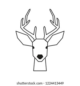 Reindeer. Vector deer. Head of deer with antlers. Icon of deer.