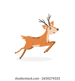 Reindeer vector illustration with adorable kid face wildlife season isolated cartoon baby animal happy smile character design outdoor flat child drawing park funny fun nature color graphic

