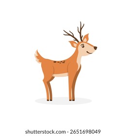 Ilustração vetorial de renas com criança adorável face vida selvagem estação isolada desenho animado bebê animal feliz sorriso personagem design ao ar livre plano criança desenho parque engraçado natureza divertida cor gráfico

