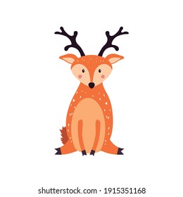 Reindeer. Vector illustration on white isolated background.