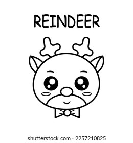 Reindeer vector illustration template for Coloring book. Drawing lesson for children	