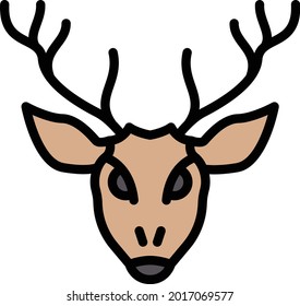 reindeer vector line colour icon