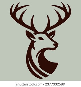 Reindeer vector logo, reindeer head, minimal modern design, high resolution, ideal for printing, outdoor brands, outdoor icons, EPS.