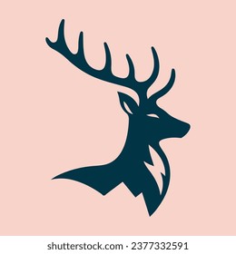 Reindeer vector logo, reindeer head, minimal modern design, high resolution, ideal for printing, outdoor brands, outdoor icons, EPS.