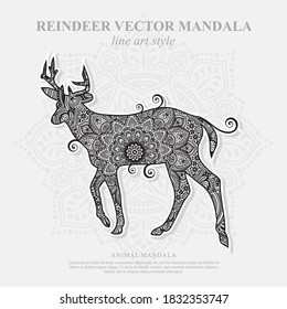 Reindeer vector mandala line art style
