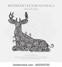 Reindeer vector mandala line art style