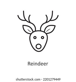 Reindeer vector outline Icon Design illustration. Holiday Symbol on White background EPS 10 File