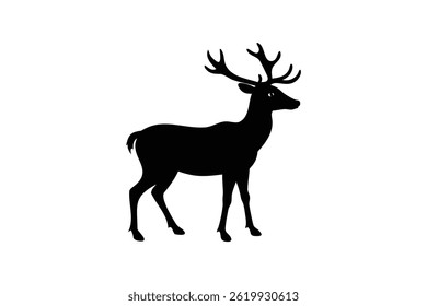 Reindeer vector silhouette on white background
