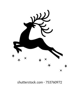 Reindeer. Vector xmas drawing of funny reindeer. Christmas card illustration.