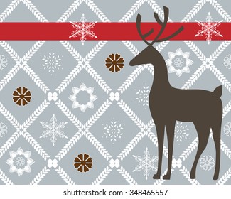 reindeer with wallpaper design snowflakes